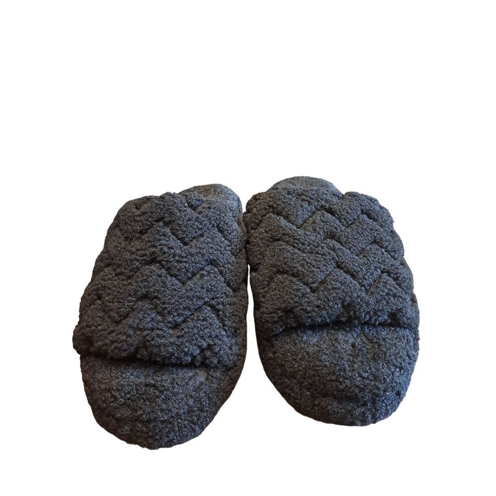 Sonoma Woman's Slippers Slide Black Faux Fur XL 9-10 Comfortable Breathable